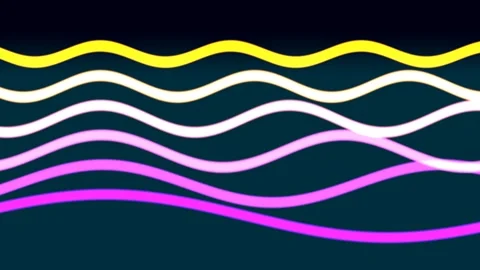 Colorful light waves move in patterns against a dark Stock Footage 338298349