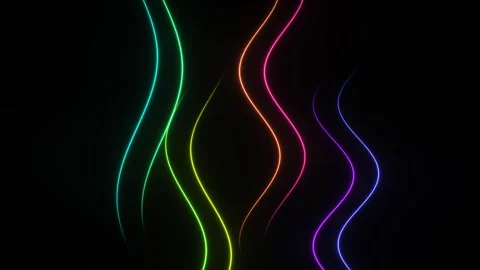 Colorful light waves moving in a dark space Stock Footage 338288954