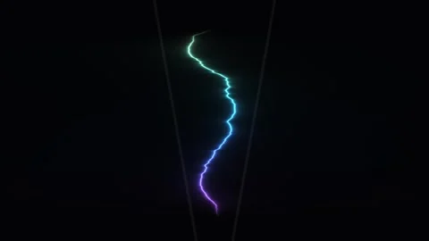 Colorful lightning bolt in dark background with glowing Stock Footage 338244552