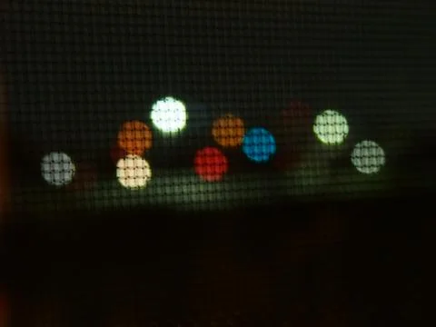 Colorful Lights From back window In Defocus, Night, Outdoor 库存照片