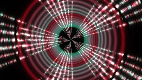 Colorful lights create a tunnel effect in a dark space Stock Footage 339452984
