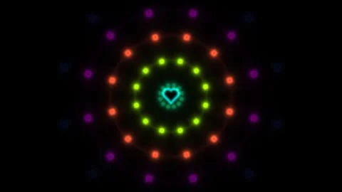 Colorful lights form a pattern with a heart shape in the Stock Footage 339088645