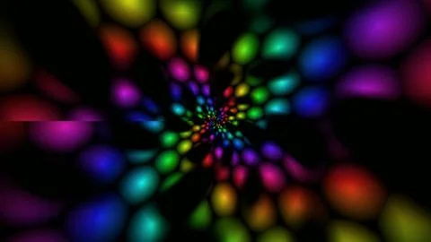 Colorful lights form a swirling pattern in dark space Stock Illustration