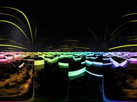 Colorful Lights Under Moving Floor 360VR Stock Footage 77245250