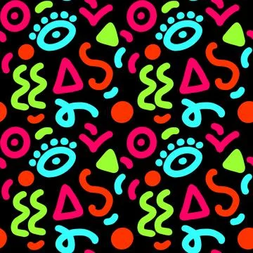 Colorful line doodle seamless pattern. Creative abstract art background Illustrazione stock