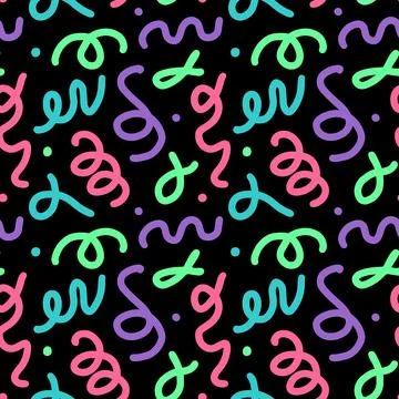 Colorful line doodle seamless pattern. Creative abstract art background Illustrazione stock