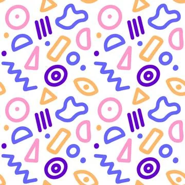 Colorful line doodle seamless pattern. Creative abstract art background Illustrazione stock