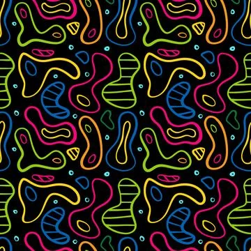 Colorful line doodle seamless pattern 库存插图
