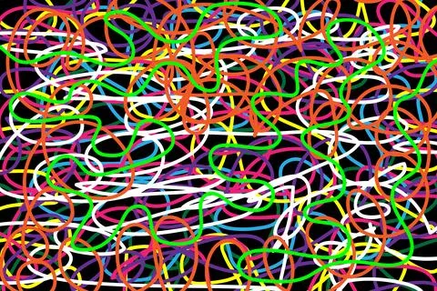 Colorful line doodle seamless pattern. Stock Illustration