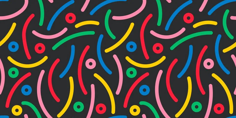Colorful line doodle seamless pattern Stock Illustration