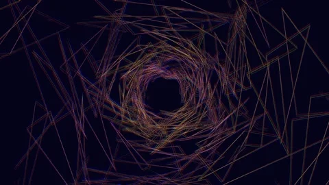Colorful line patterns create a swirl effect in dark space Stock Footage 340031000