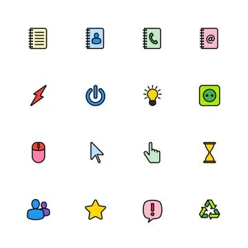 Colorful line web icon set Stock Illustration