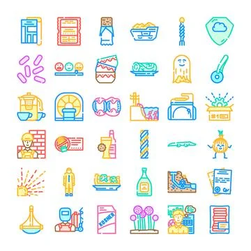 Colorful linear icon collection representing various concepts and themes イラスト素材