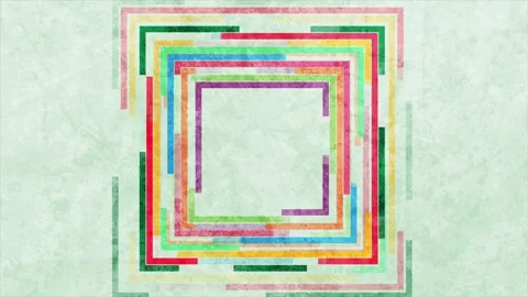 Colorful linear square frame abstract geometric grunge motion background Stock Footage 330481425