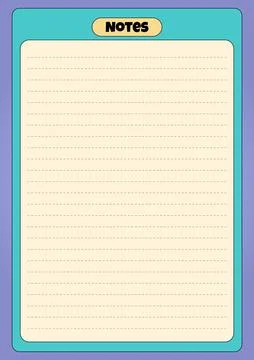 Colorful Lined Notes Page Template for Writing and Planning Stock Illustration