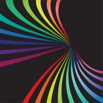 Colorful lines in 3D on black background, vector illustration Illustrazione stock