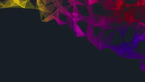 Colorful lines and triangles connected on a dark background Vidéo 98200803