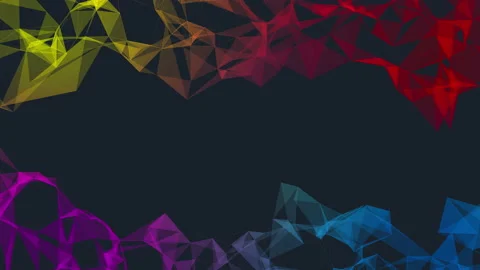 Colorful lines and triangles connected on a dark background Stock-Footage 98201133
