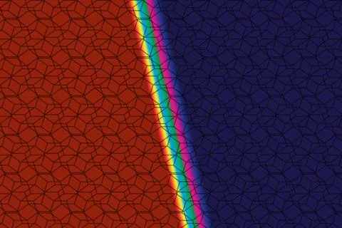 Colorful lines in between two colored sides with geometric patterns Foto stock
