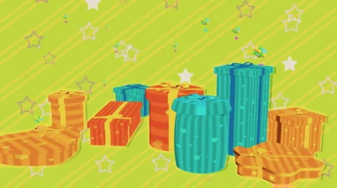 Colorful Lines Come From Gift Boxes  Stock Footage 1035383