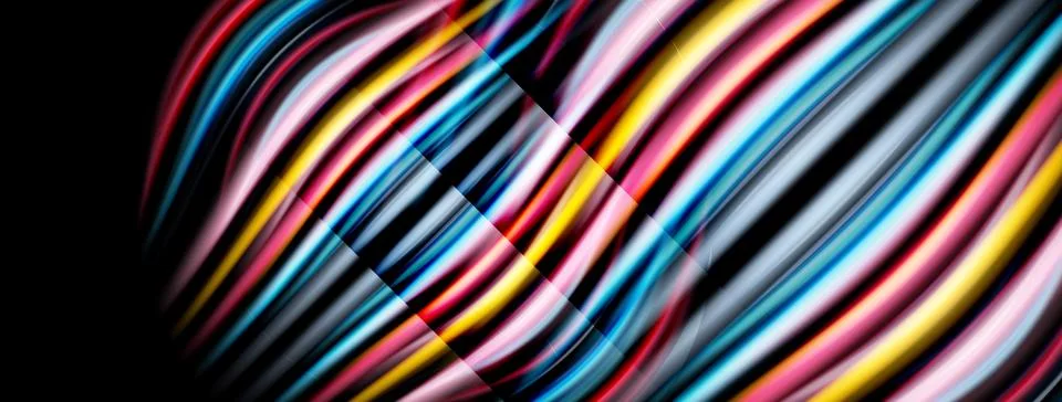 Colorful lines create abstract wave pattern. Dynamic composition, vibrant hue イラスト素材