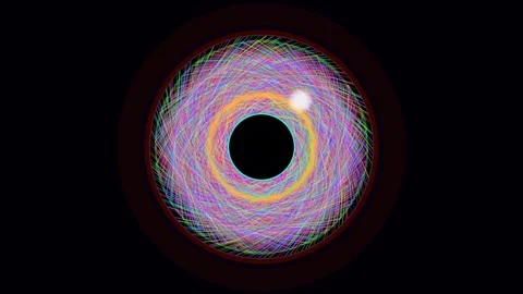 Colorful lines create circular pattern on dark background Stock Footage 337301839