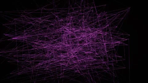 Colorful lines create a network in dark space with dynamic Stock Footage 340154069