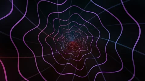 Colorful lines create a spiral pattern in a dark background Stock Footage 340396162