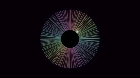 Colorful lines form a circle against a dark background Stock Footage 337069557