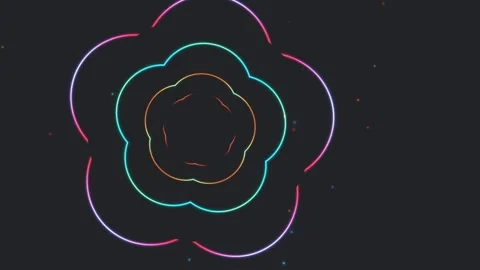 Colorful lines form a flower pattern against a dark Stock Footage 339586006