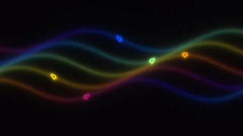 Colorful lines move across a dark background with glowing Stock Footage 338042429