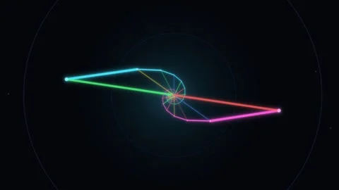 Colorful lines move in spirals on a dark background Stock Footage 336995753