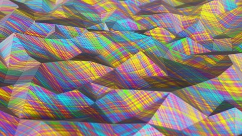 Colorful lines moving polygonal surface rendered in UHD Stock Footage 265843062