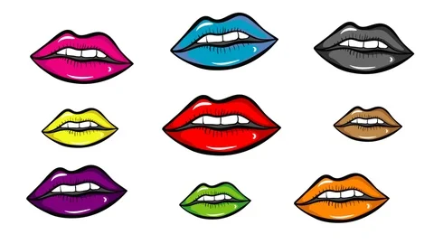 Colorful lips on white isolate Stock Footage 109453122