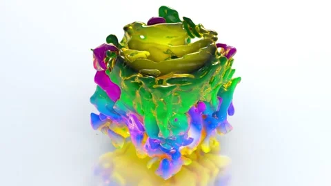 Colorful Liquid 3D Cube 34 4K Stockbeeldmateriaal 274720153