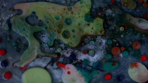 Colorful liquid bubbles spreading. Inks is mixed video. Stock Footage 123652283