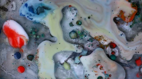Colorful liquid bubbles spreading. Inks is mixed video. Stockbeeldmateriaal 123777991