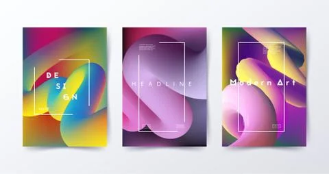 Colorful Liquid covers. Abstract gradient shapes Ilustração Stock