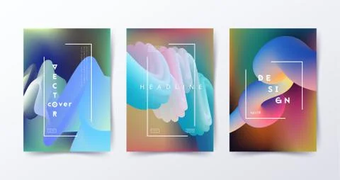 Colorful Liquid covers. Abstract gradient shapes. Modern design for flyer Stock Illustration