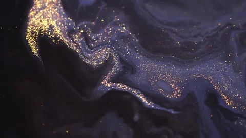 Colorful liquid paint abstract background. Acrylic paints with golden glitter Stock Footage 278650300