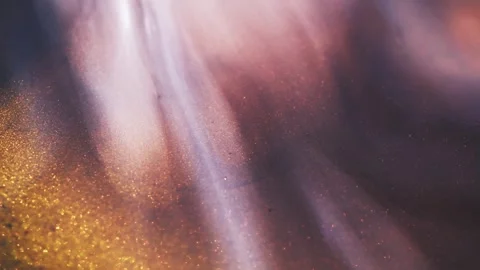 Colorful liquid paint abstract background. Acrylic paints with golden glitter Stock Footage 278650357