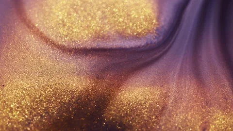 Colorful liquid paint abstract background. Acrylic paints with golden glitter Stock Footage 278650386