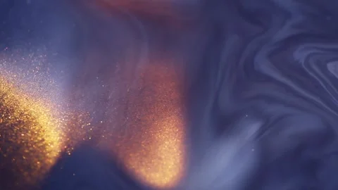 Colorful liquid paint abstract background. Acrylic paints with golden glitter Stock Footage 278650416