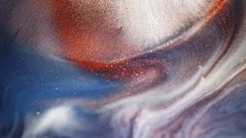 Colorful liquid paint abstract background. Acrylic paints with golden glitter Stock Footage 278650445