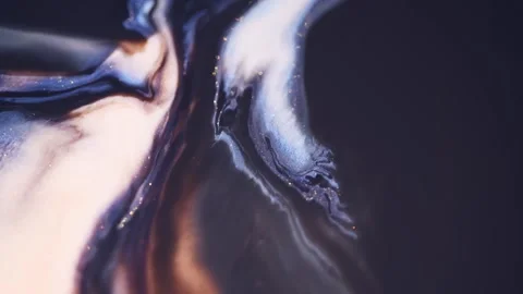 Colorful liquid paint abstract background. Acrylic paints with golden glitter Stock Footage 278650499