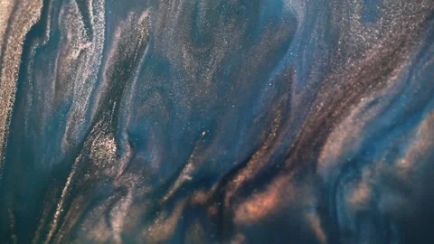 Colorful liquid paint abstract background. Acrylic paints with golden glitter Stock Footage 278650575