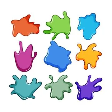 Colorful liquid splash blobs forming organic shapes Stock Illustration