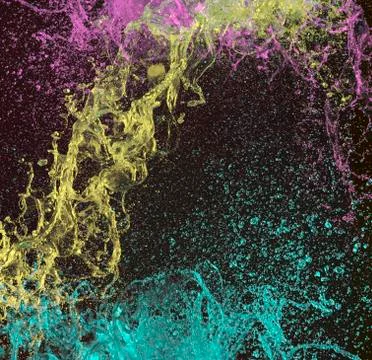Colorful liquid splashes Stock Photos