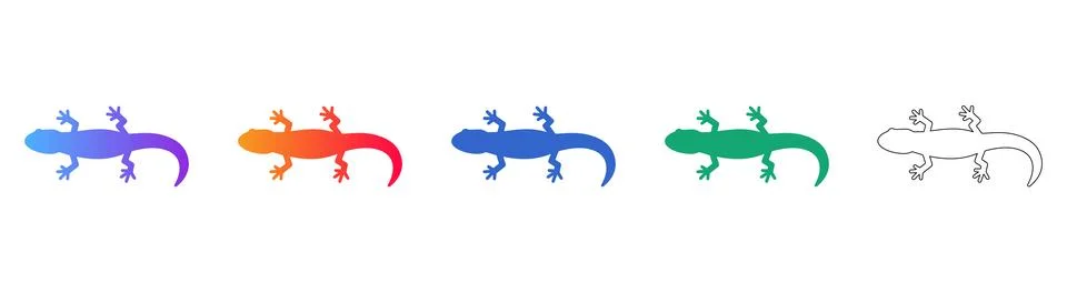 Colorful Lizard Icon Set Stock Illustration