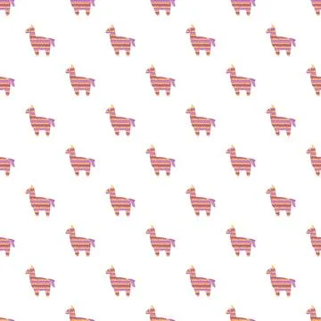 Colorful llama pinata seamless pattern festive design Stock Illustration